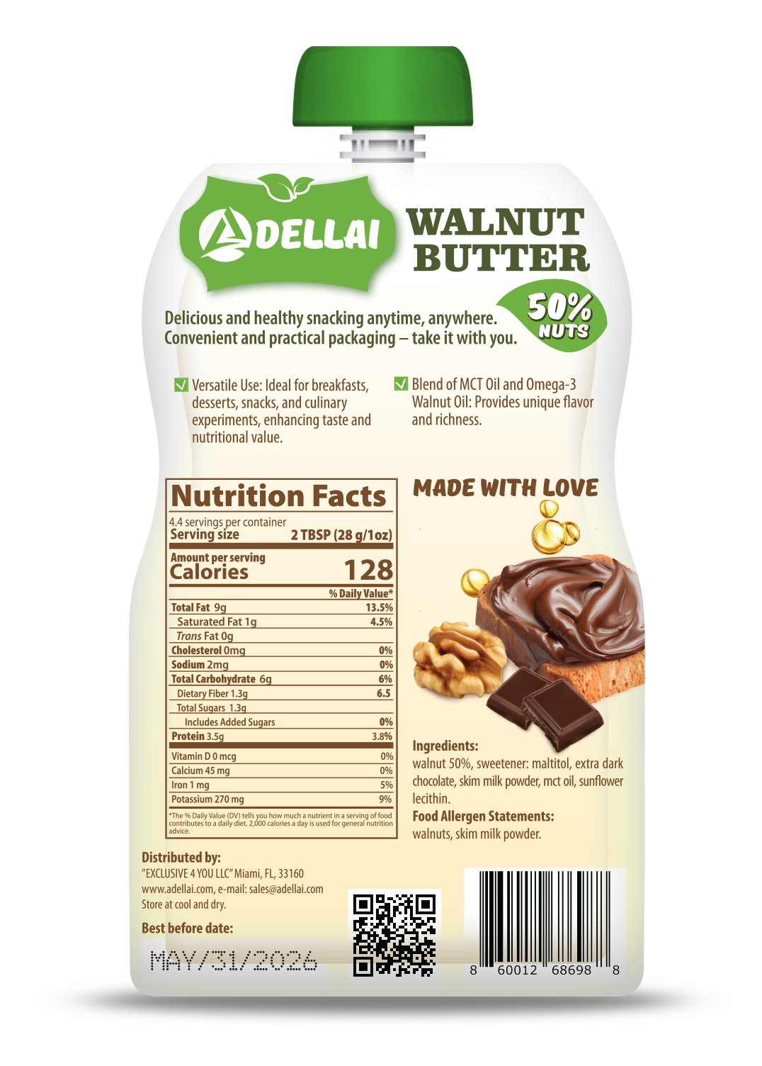 Premium WALNUT BUTTER SUGAR FREE with MCT Oil